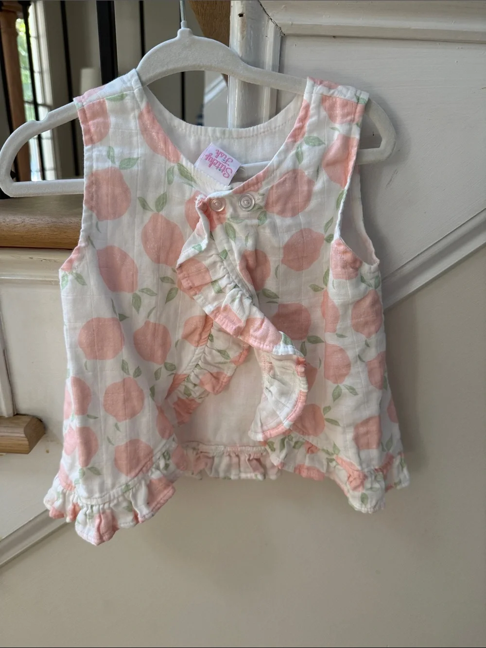 Pink Peach Print Tank Top & Bloomers Set for Babies